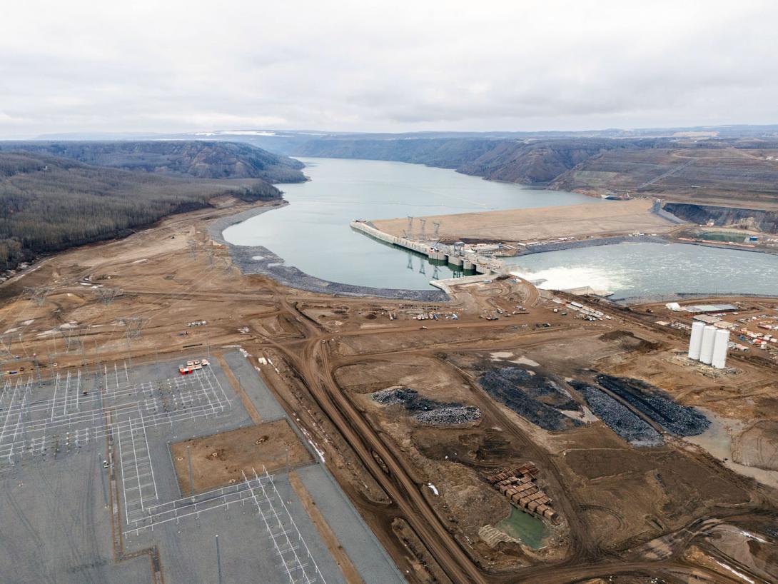 An upstream view at Site C over the substation.