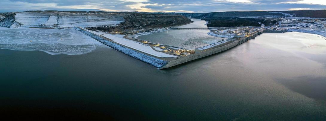The Site C reservoir and approach channel with a view to the east and downstream. | January 2025