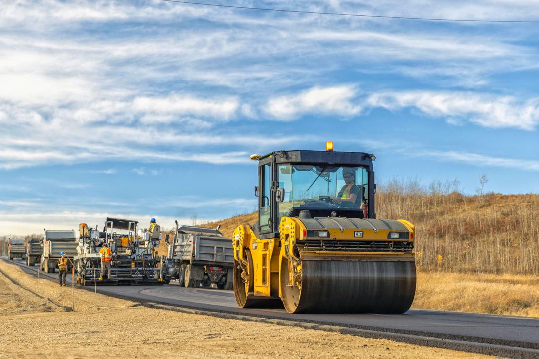 Final compaction on a freshly paved road. | October 2025