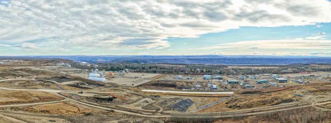 During construction of the Site C earthfill dam, glacial till was extracted from the 85th Avenue Industrial Lands and transported by conveyor. The site is now under reclamation. | October 2025